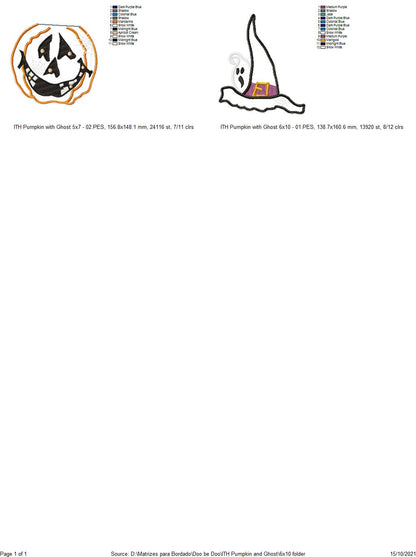 Pumpkin and Ghost Vase Ornament - ITH Project - Machine Embroidery Design