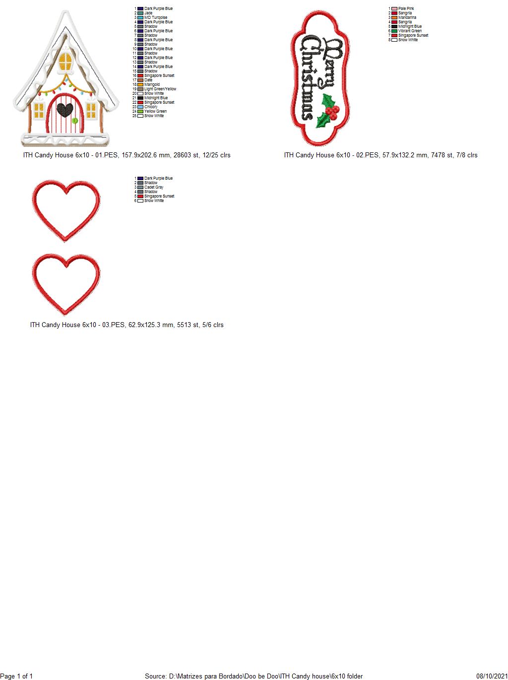 Merry Christmas Candy House Door Ornament - ITH Project - Machine Embroidery Design