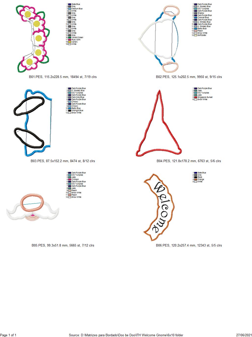 Welcome Gnome Ornament - ITH Project - Machine Embroidery Design