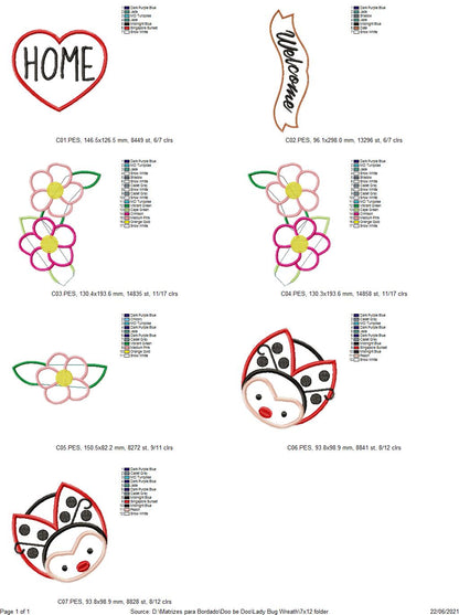 Ladybugs Welcome Home Ornament - ITH Project - Machine Embroidery Design