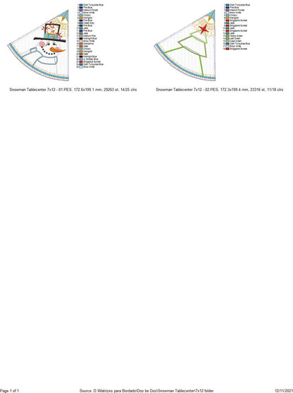 Christmas Snowman Table Center - ITH Project - Machine Embroidery Design