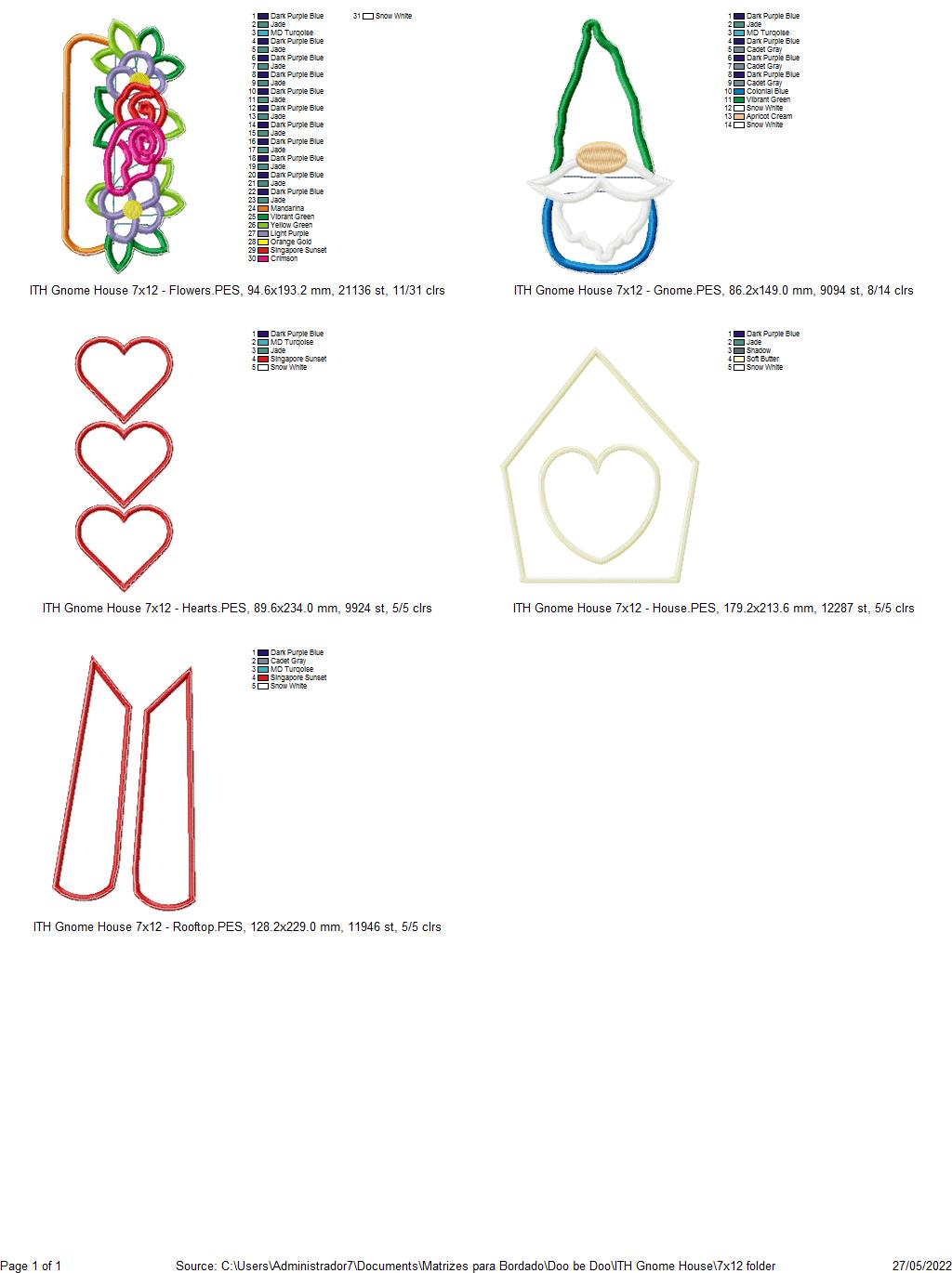 Gnome House Vase Ornament - ITH Project - Machine Embroidery Design