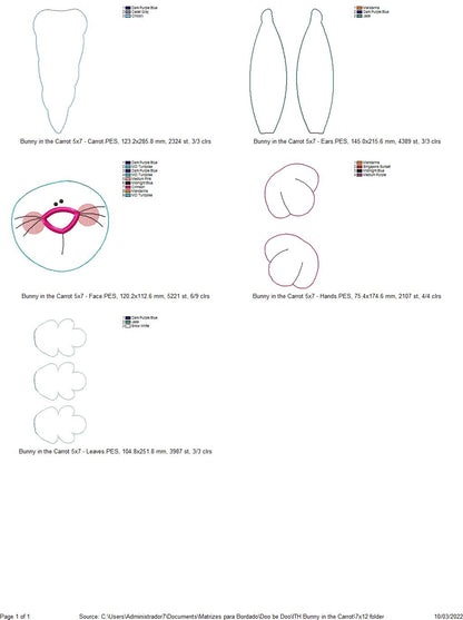 Bunny in the Carrot Ornament - ITH Project - Machine Embroidery Design