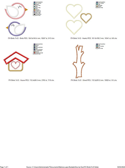 Cute Birds Ornament - ITH Project - Machine Embroidery Design