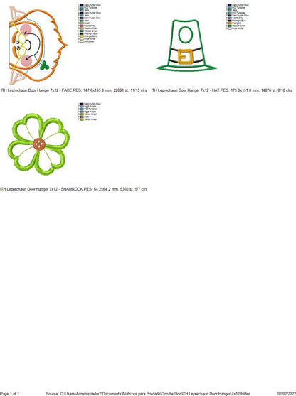 Leprechaun Door Hanger - ITH Project - Machine Embroidery Design