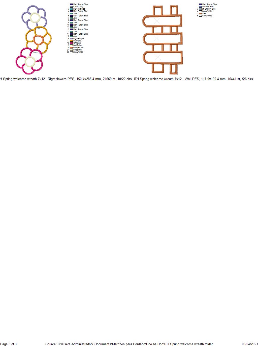 Spring Welcome Wreath - ITH Project - Machine Embroidery Design