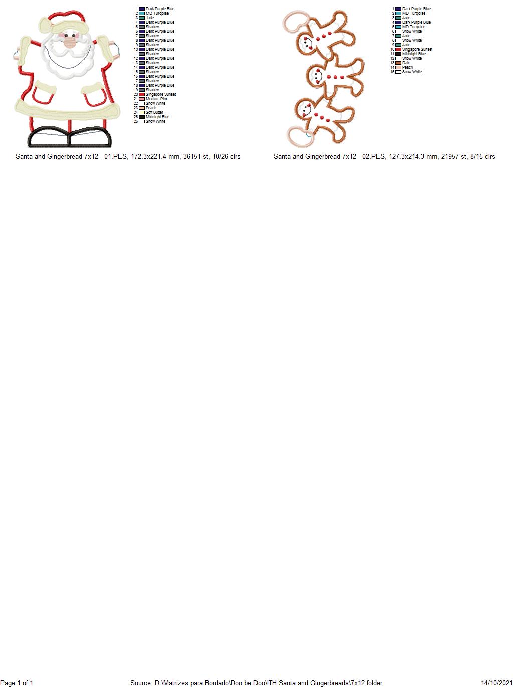 Santa Claus and Gingerbreads Vase Ornament - ITH Project - Machine Embroidery Design