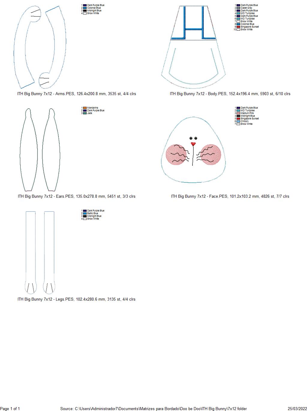 Big Bunny with pocket - ITH Project - Machine Embroidery Design