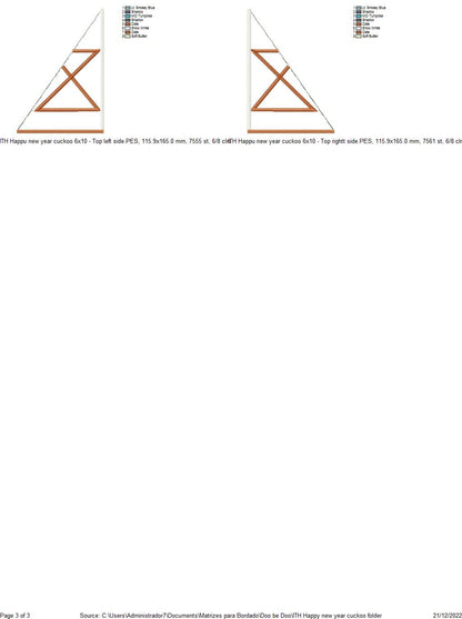 Cuckoo Clock Happy New Year Ornament - ITH Project - Machine Embroidery Design