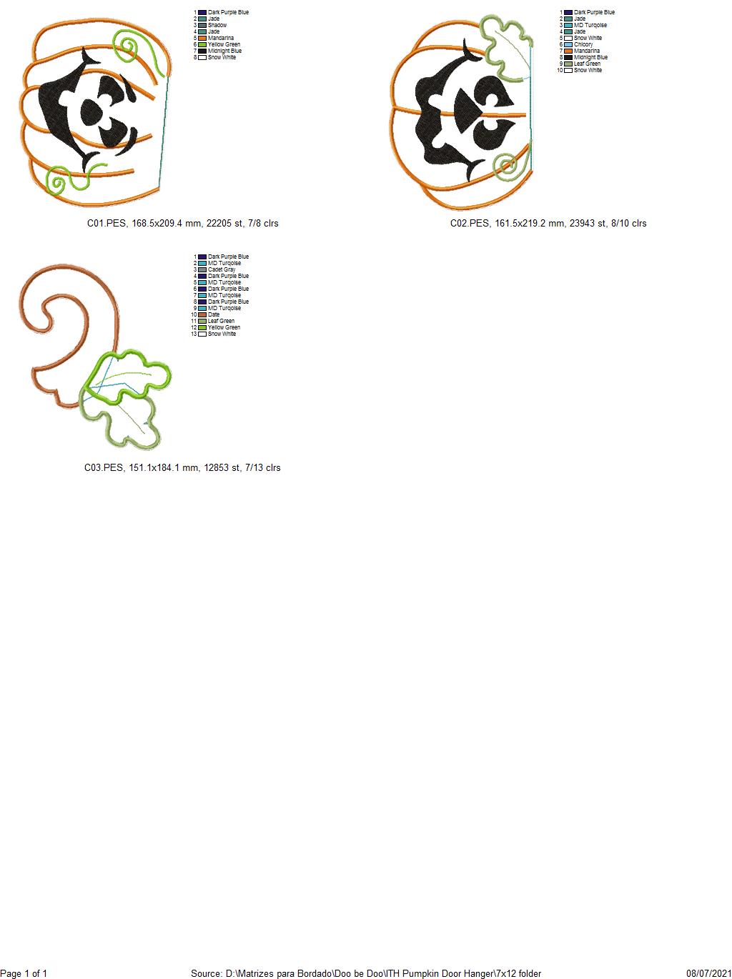 Halloween Door Hanger - ITH Project - Machine Embroidery Design