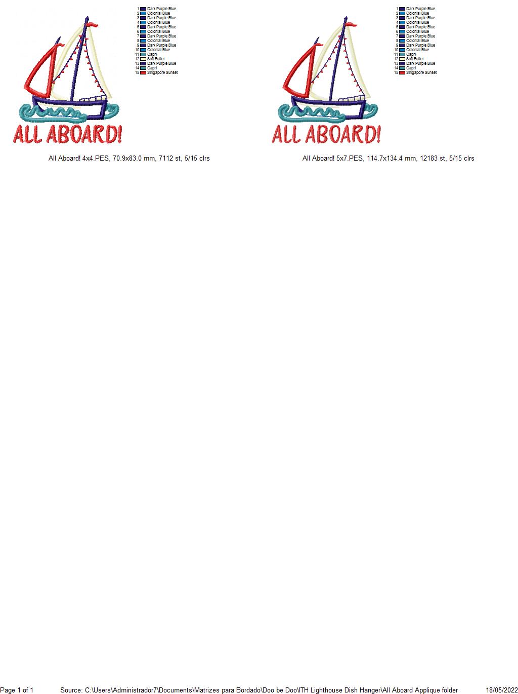 Nautical Dish Cloth Hanger - ITH Project - Machine Embroidery Design