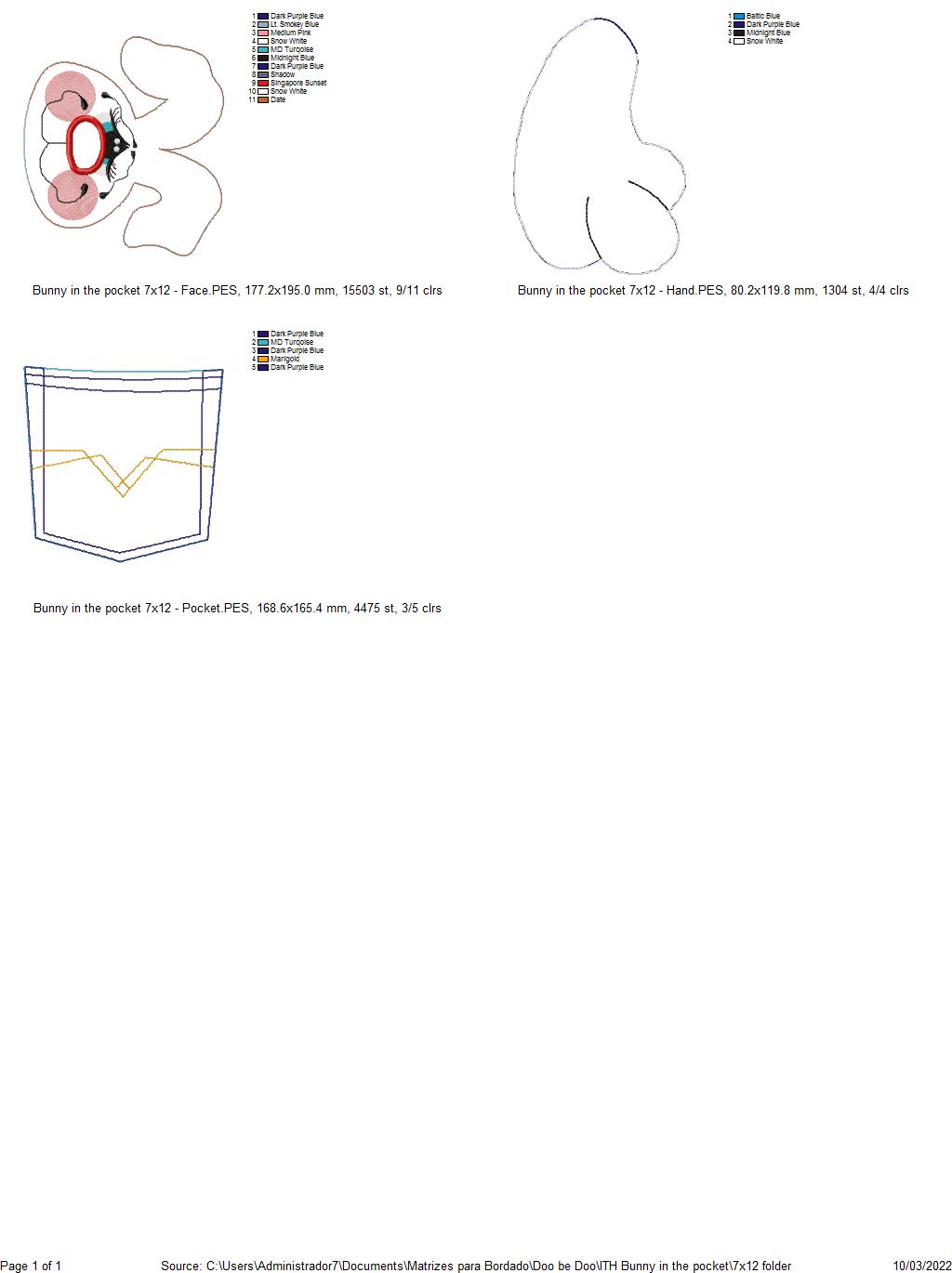 Bunny in the Pocket Ornament - ITH Project - Machine Embroidery Design