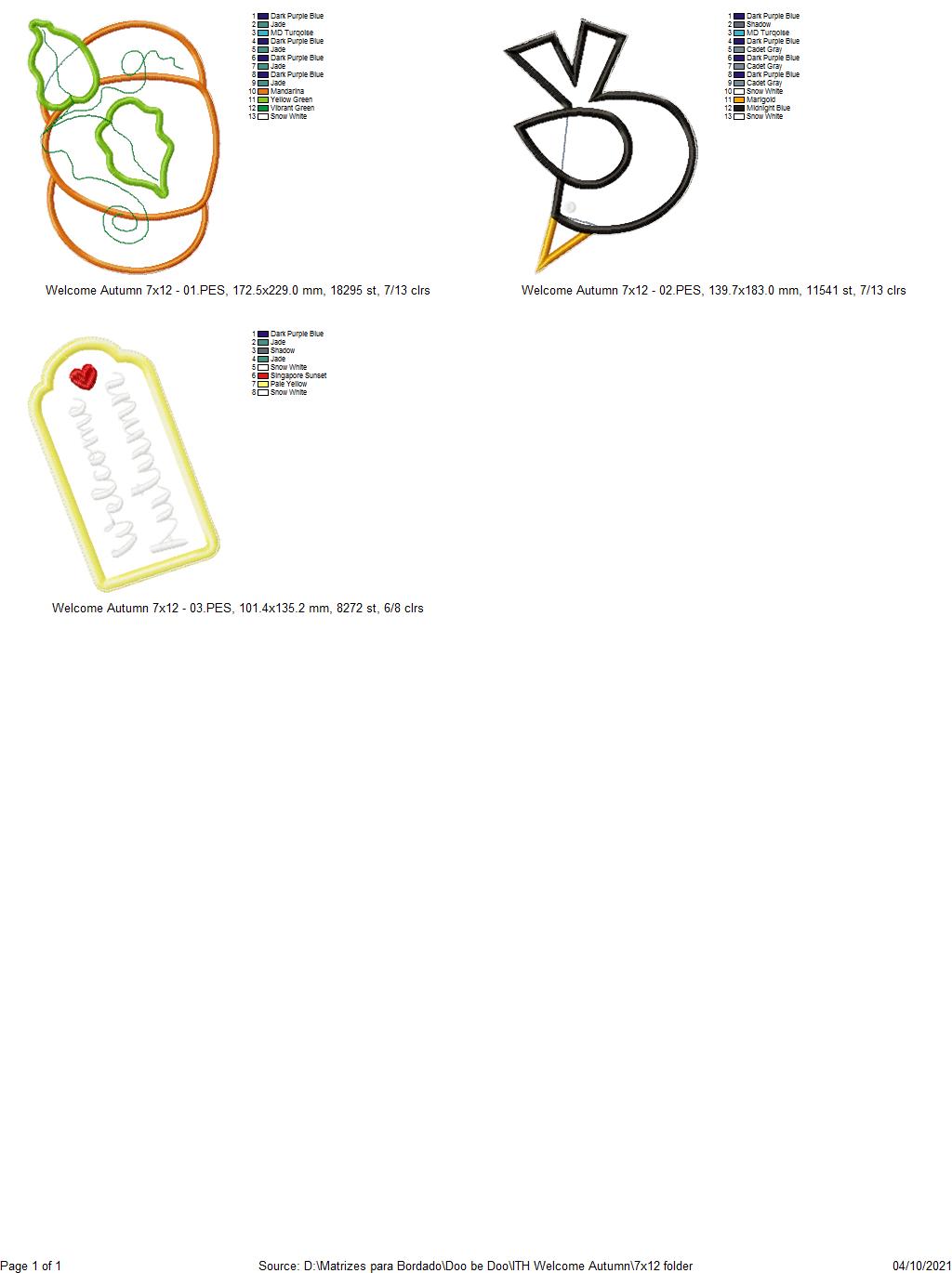 Pumpkin and Bird Autumn - ITH Project - Machine Embroidery Design