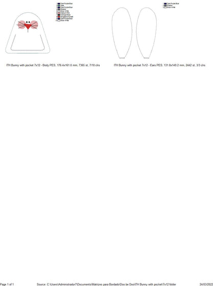 Bunny With Pocket - ITH Project - Machine Embroidery Design