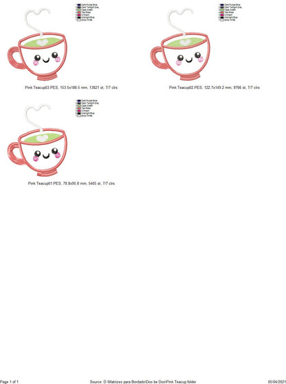 Pink Teacup - Applique