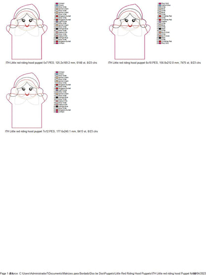 Little Red Riding Hood Puppet - ITH Project - Machine Embroidery Design