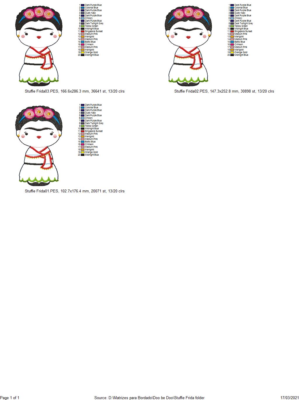 Frida Stuffie - ITH Project - Machine Embroidery Design