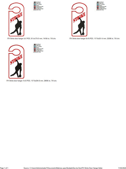 Strike Door Hanger - ITH Project - Machine Embroidery Design