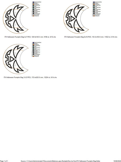 Halloween Pumpkin Candy Bag - ITH Project - Machine Embroidery Design