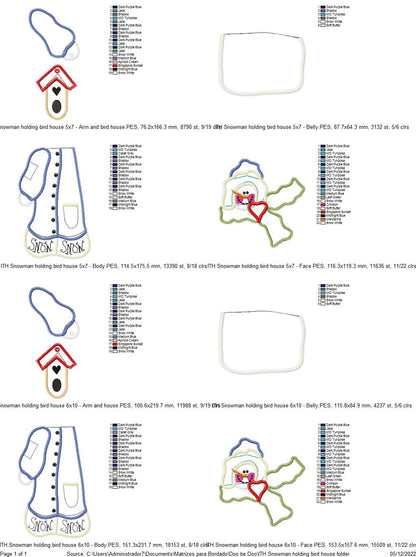 Snowman Holding a Bird House - ITH Project - Machine Embroidery Design