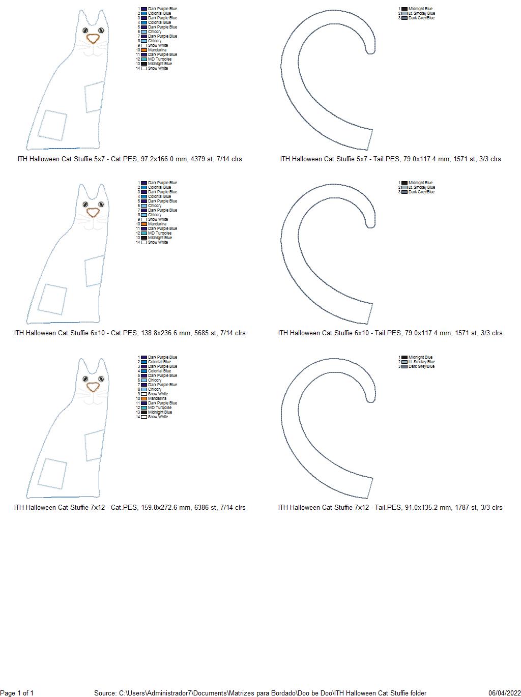 Black Cat Stuffie - ITH Project - Machine Embroidery Design