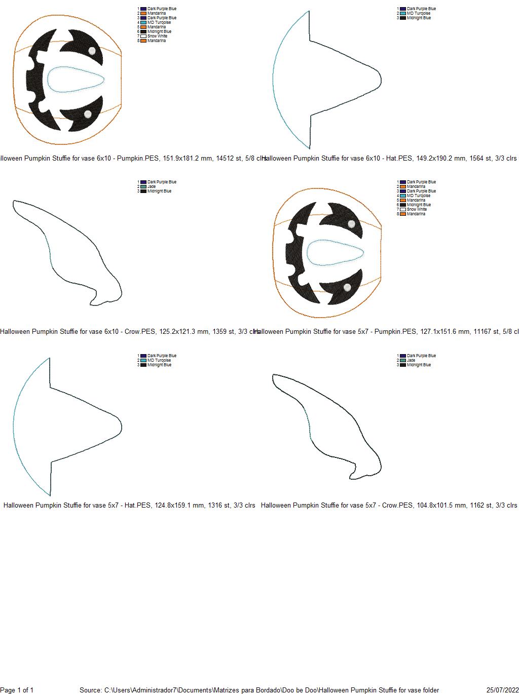 Halloween Pumpkin Stuffie Ornament - ITH Project - Machine Embroidery Design