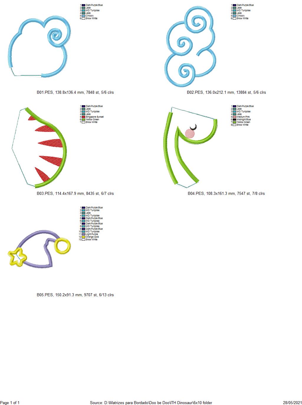 Dinosaur and Moon Ornamen - ITH Project - Machine Embroidery Design