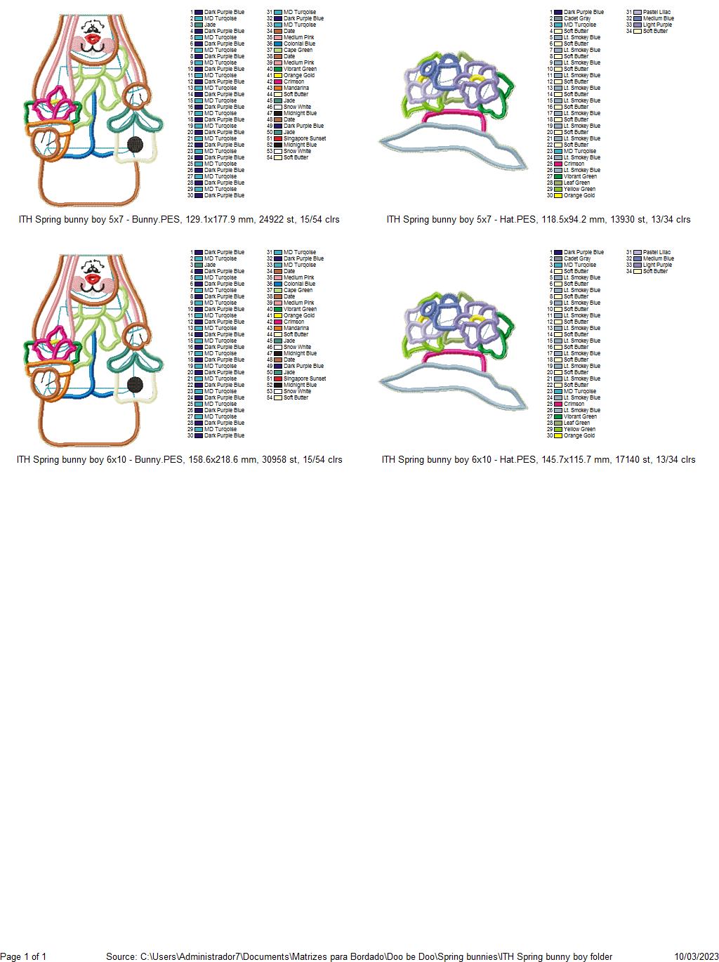 Spring Boy Bunny Ornament - ITH Project - Machine Embroidery Design