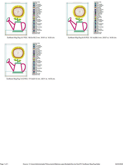 Sunflower Mug Rug - ITH Project - Machine Embroidery Design