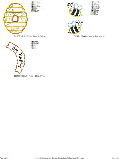 Bee Happy Ornament - ITH Project - Machine Embroidery Design