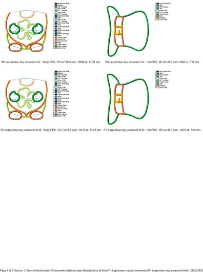Leprechaun Boy Ornament - ITH Project - Machine Embroidery Design