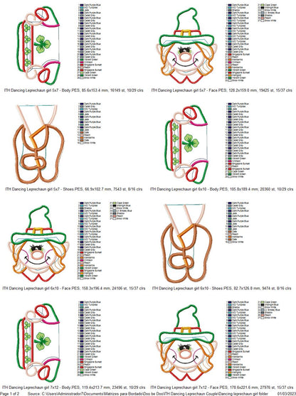 Dancing Leprechaun Girl Ornament - ITH Project - Machine Embroidery Design