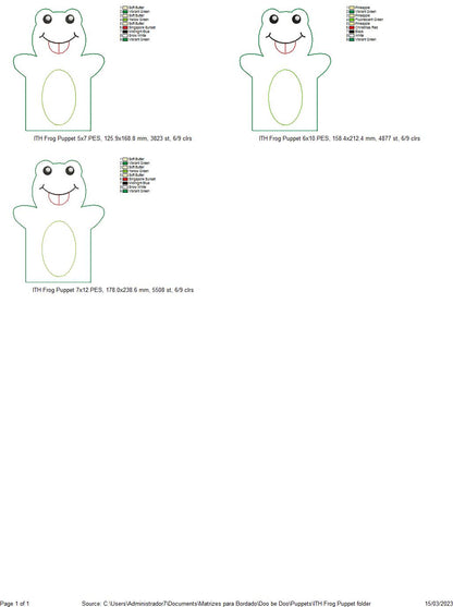 Frog Puppet - ITH Project - Machine Embroidery Design