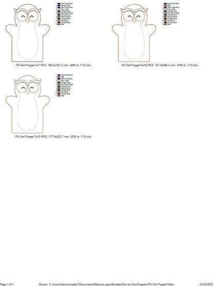Owl Puppet - ITH Project - Machine Embroidery Design