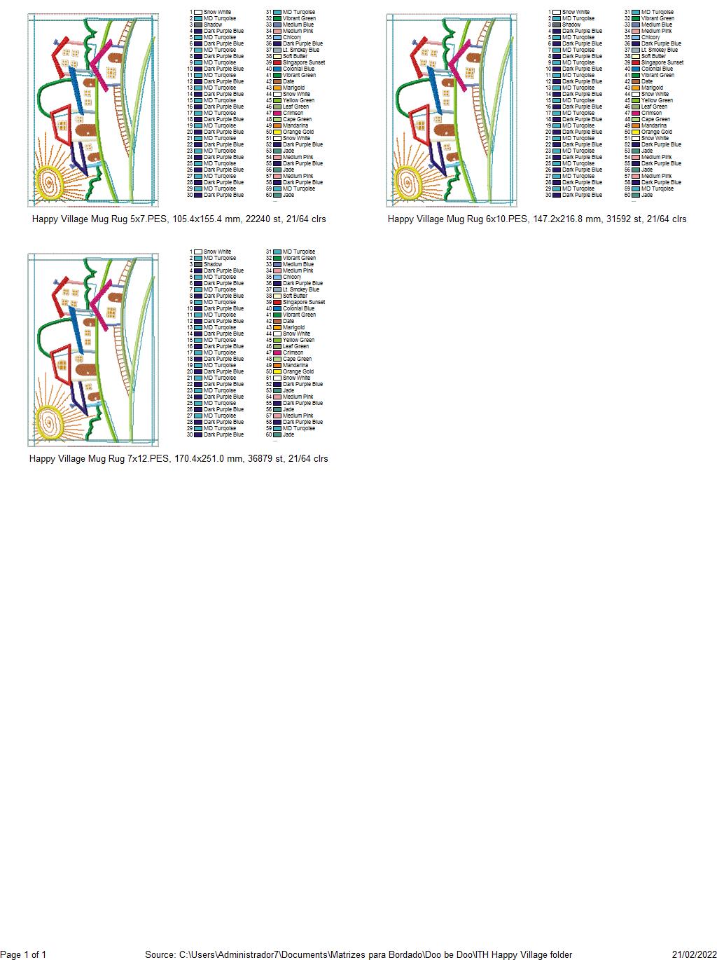 Happy Village Mug Rug - ITH Project - Machine Embroidery Design