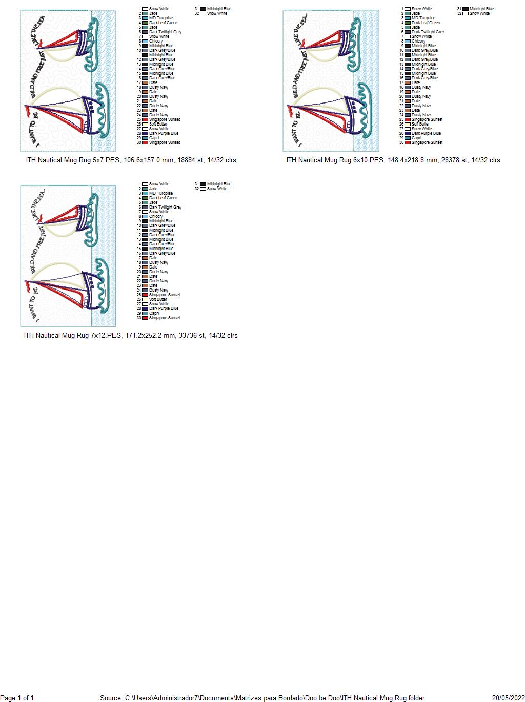 Nautical Mug Rug - ITH Project - Machine Embroidery Design