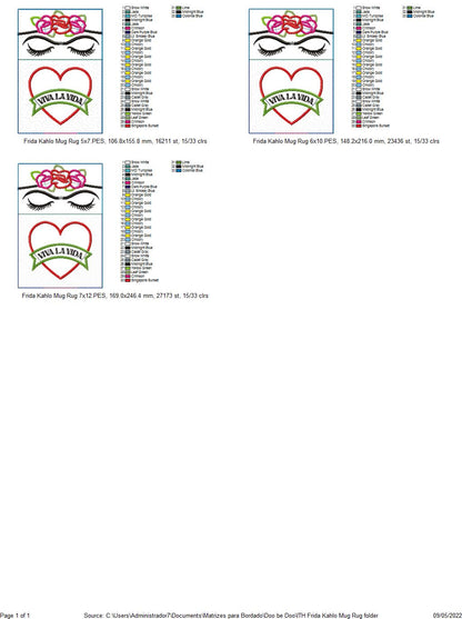 Frida Kahlo Mug Rug - ITH Project - Machine Embroidery Design