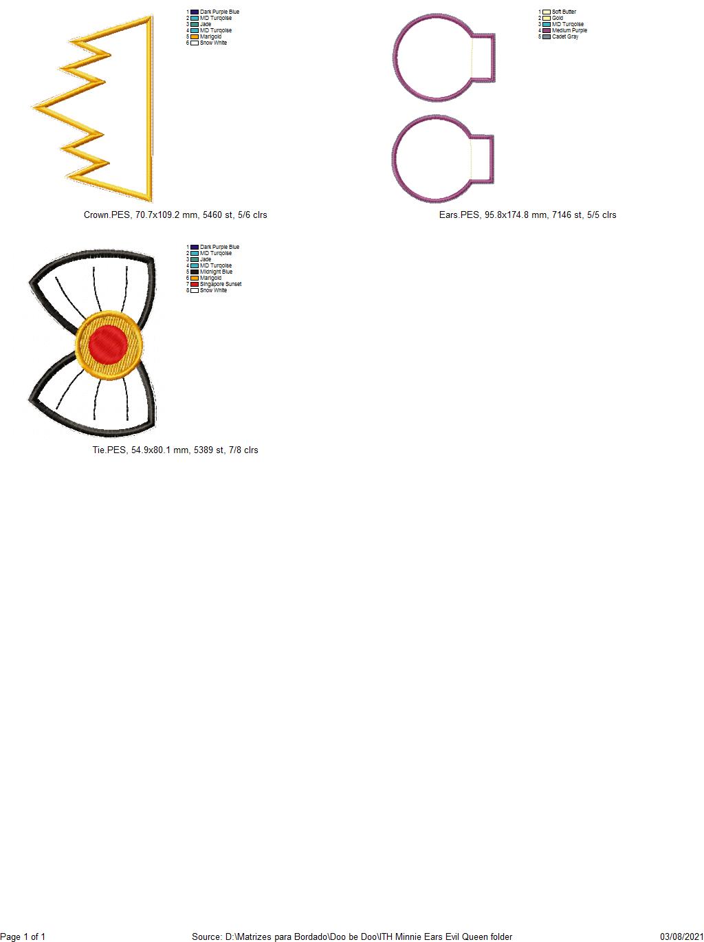 Mouse Ears Witch Queen Headband - ITH Project - Machine Embroidery Design