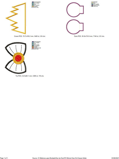 Mouse Ears Witch Queen Headband - ITH Project - Machine Embroidery Design