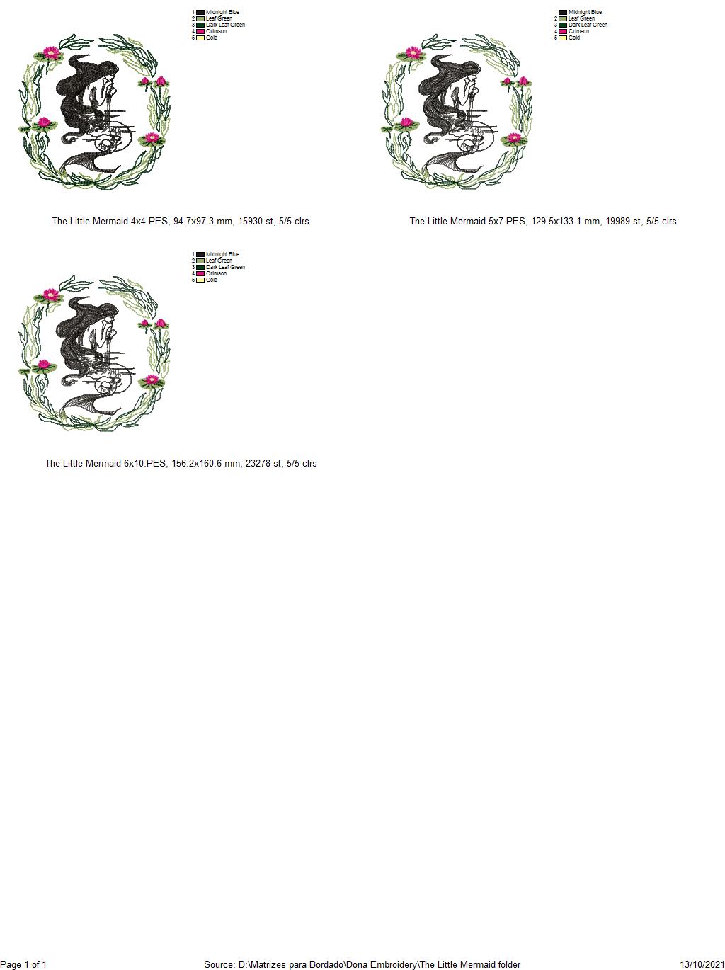 The Little Mermaid - Fill Stitch