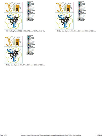 Sweet as can Bee Mug Rug - ITH Project - Machine Embroidery Design