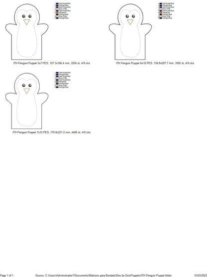 Penguin Puppet - ITH Project - Machine Embroidery Design