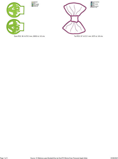 Mouse Ears Poisoned Apple Headband - ITH Project - Machine Embroidery Design