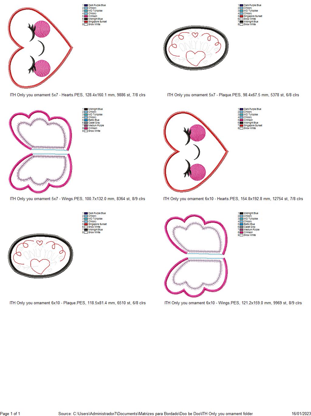 Only you Ornament - ITH Project - Machine Embroidery Design