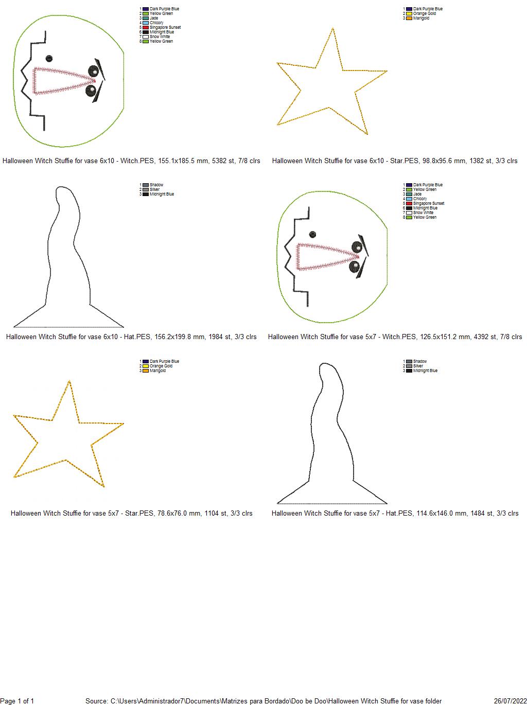 Halloween Witch Stuffie Ornament - ITH Project - Machine Embroidery Design