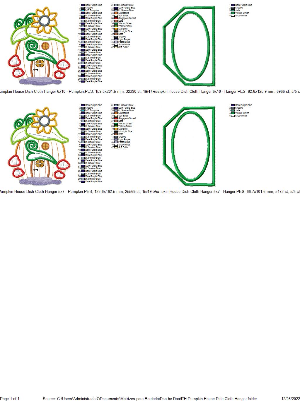 Pumpkin House Set of 2 designs - ITH Project - Machine Embroidery Design