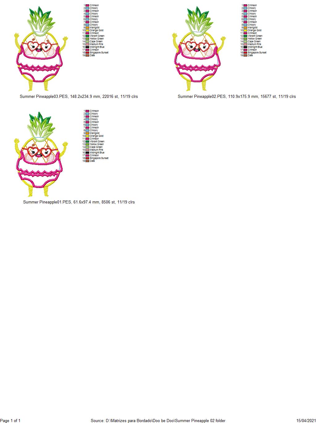 Summer Fruits Pack with 6 designs - Applique