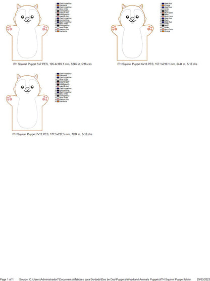 Squirrel Puppet - ITH Project - Machine Embroidery Design