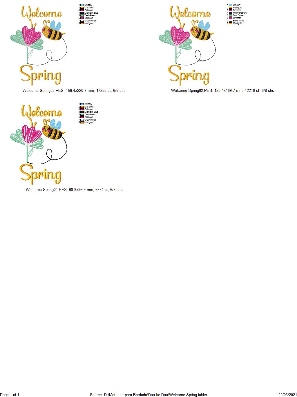 Welcome Spring - Fill Stitch