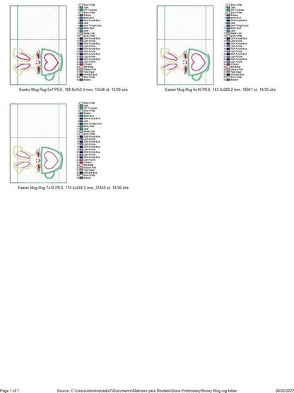 Bunny in the cup Mug Rug - ITH Project - Machine Embroidery Design
